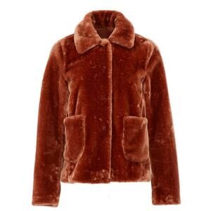 Rebecca Taylor Faux Fur Plush Jacket Brown